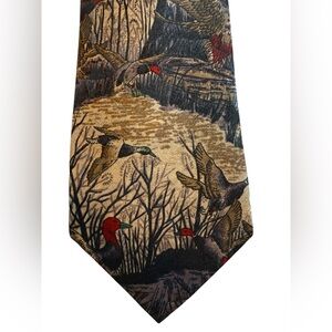 Peachick Handmade Silk Men's Tie  Duck Nature Vintage Peacock Silk Trading Co